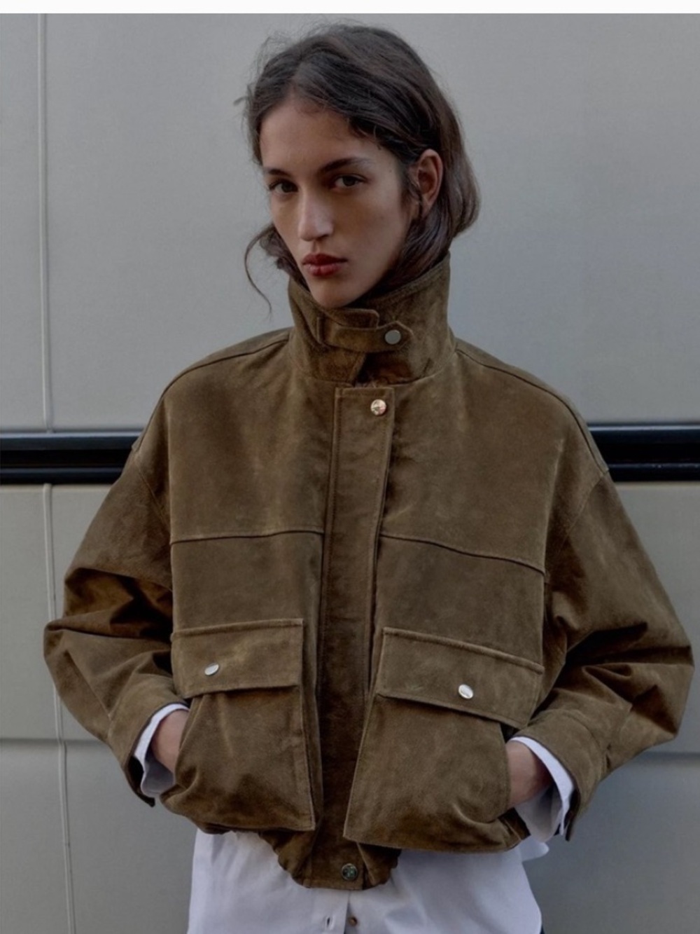 Zara NWT 100% leather bomber jacket 8073/253 - Picture 2 of 14